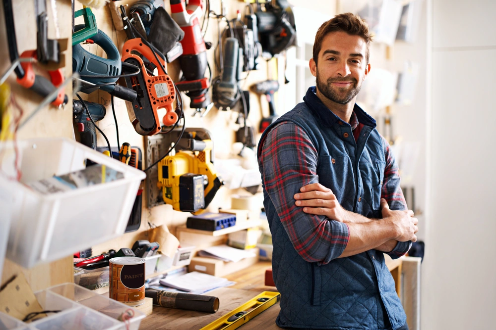 Tradesmen with variety of tools