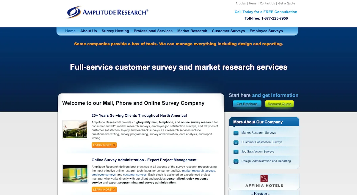 B2B market research company Amplitude Research's website