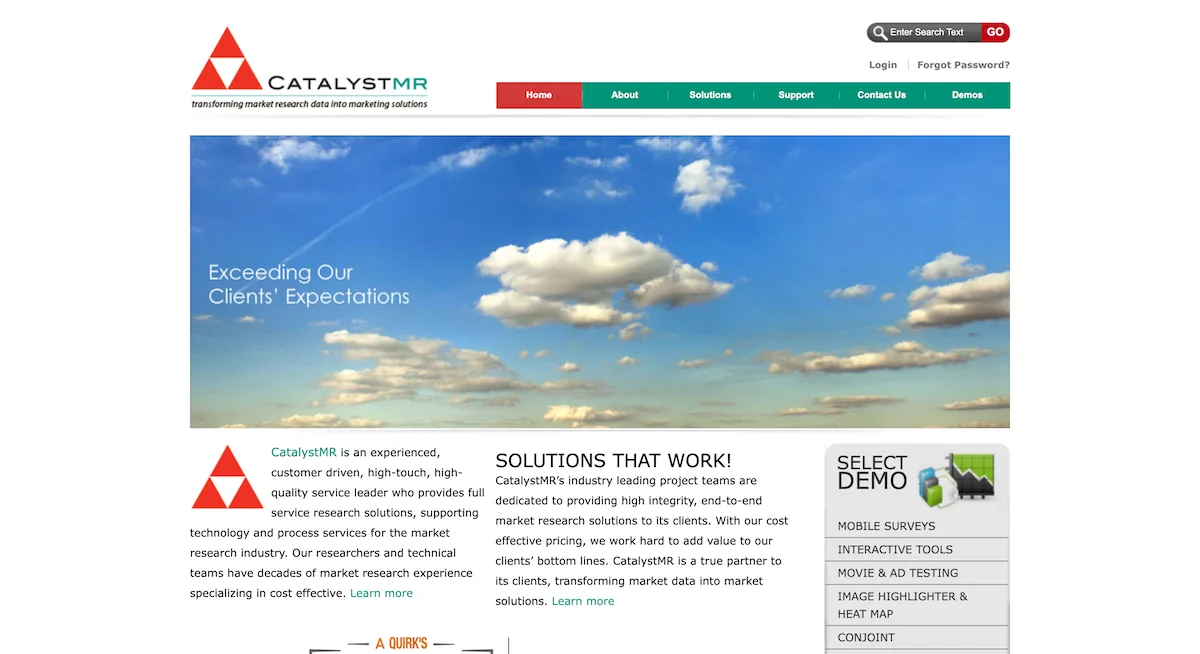 B2B market research company CatalystMR's website