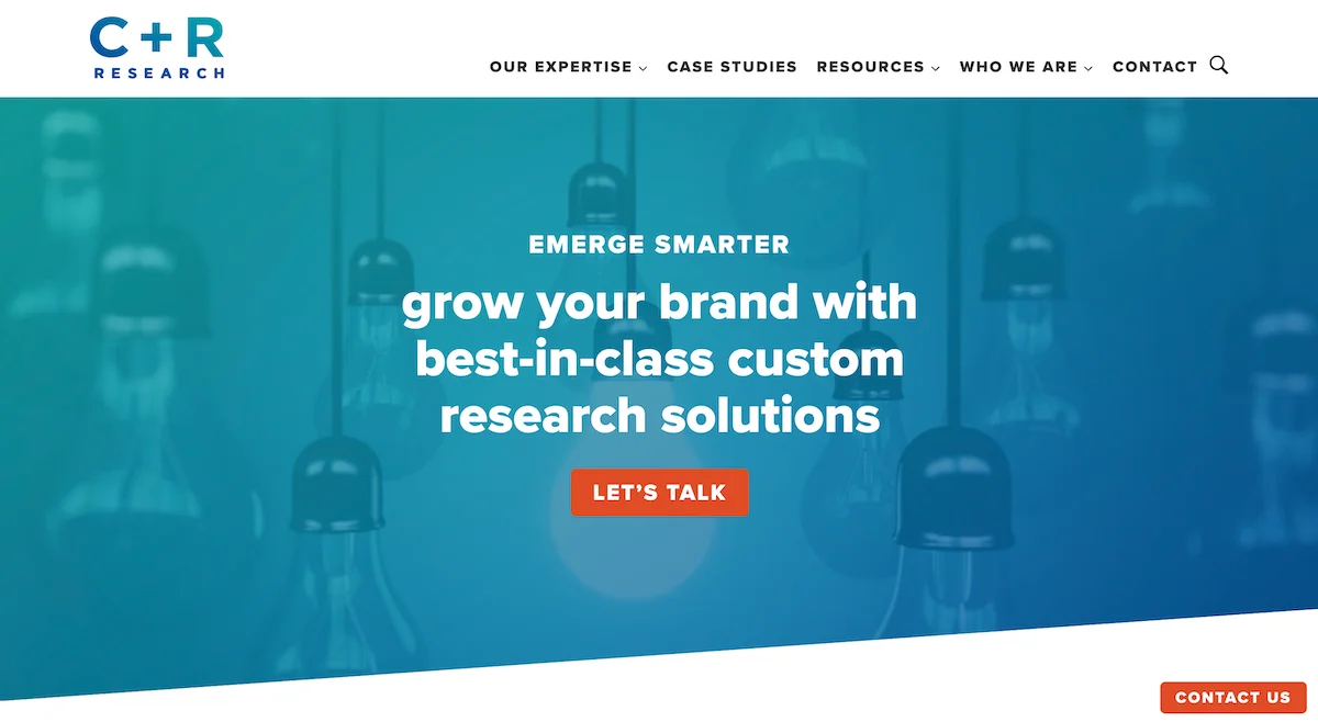 B2B market research company C+R Research's website