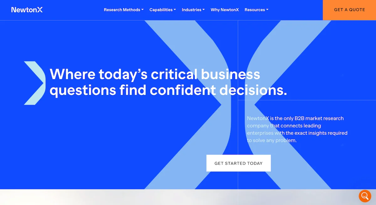 B2B market research company NewtonX's website