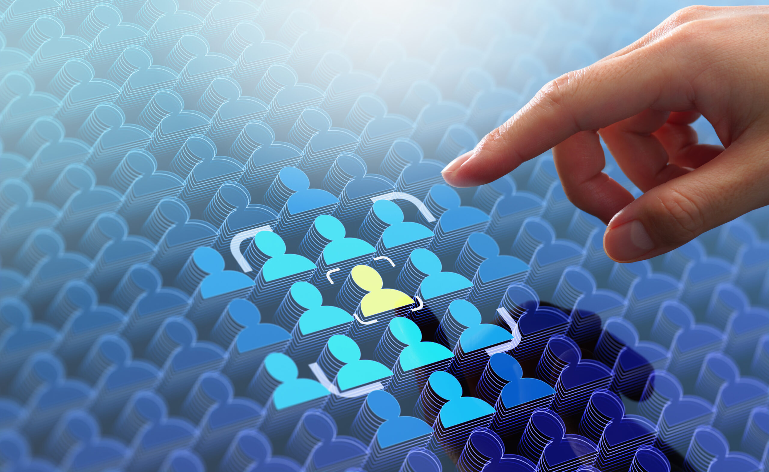 An illustration of a group of people icons highlighted from a larger group