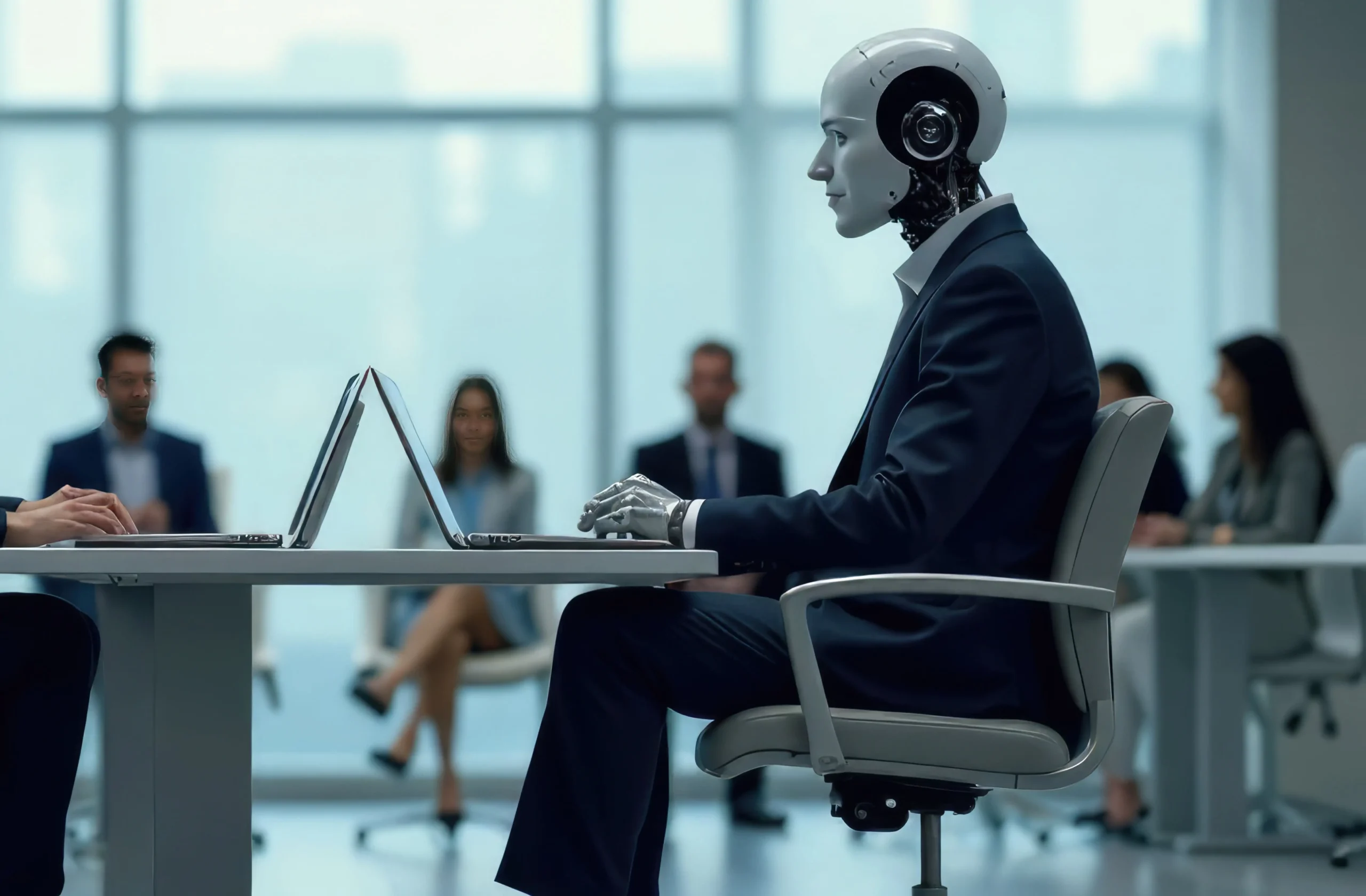 An AI bot sitting and conducting a qualitative research interview